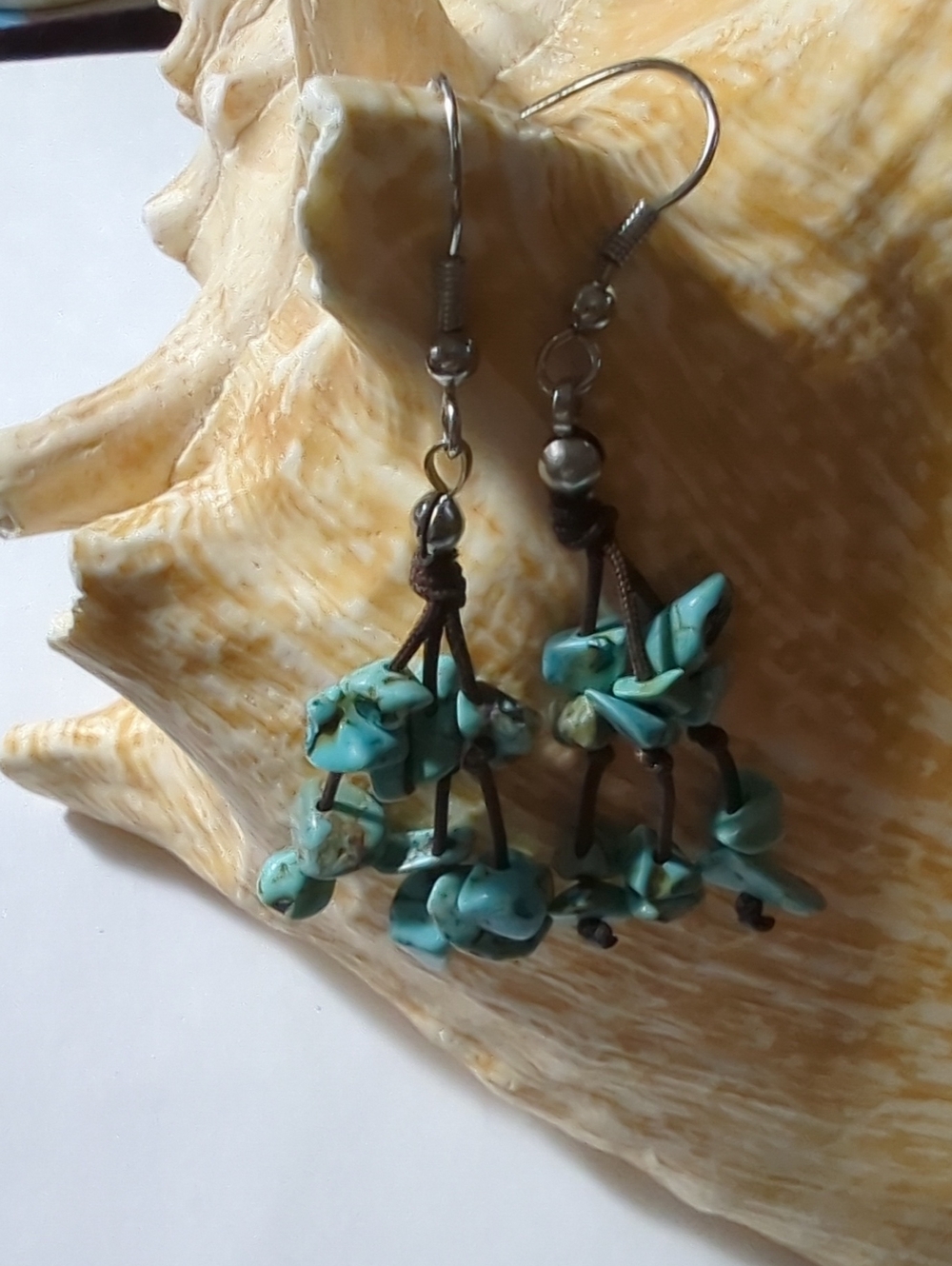 Vtg. 1989 Premier Designs Turquoise Chips Multi Strand Bracelet & Earrings Signe - Picture 5 of 14